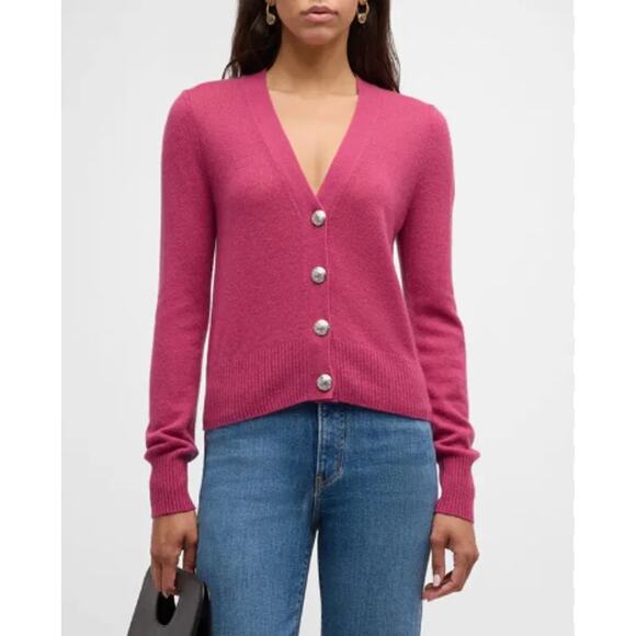Veronica Beard Solene Cashmere Cardigan in Soft Rasberry (Size Small)